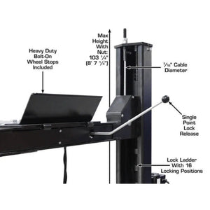 Atlas ALI Certified APEX9 4-Post Lift + RJ6 Rolling Bridge Jack Combo