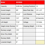 Triumph NOS-9 9,000 lb. 4 Post Lift