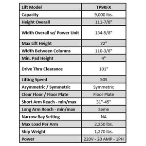 Valor VP9KFX 9,000 lb 2 Post Floor Plate - Symmetric