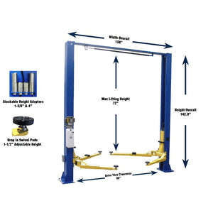 Valor VP9KACX 9,000 lb 2 Post Clear Floor - Asymmetric