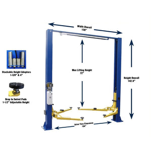 Valor VP9KSCX 9,000 lb 2 Post Clear Floor - Symmetric