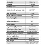 Launch Tech USA – TLT211-AS 11,000 lb 2 Post Clear Floor