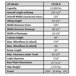 Tuxedo FP12K-K 12,000 lb 4 Post Lift - Cable Driven
