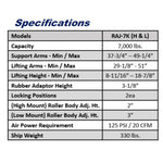 iDeal RAJ-7K-H Rolling Air Jack 7,000 lb. Capacity - On The Rail - Air Bag - High Mount