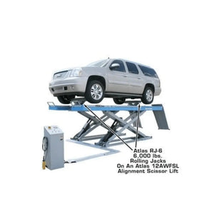 Atlas 12AWFSL Alignment Scissor Lift and RJ-6 Rolling Jack Combo