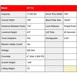 Triumph NTO-11A 11,000 lb. 2 Post Lift