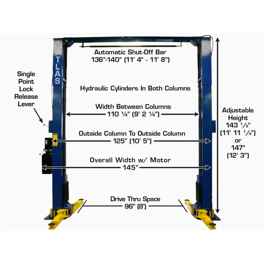 Atlas PV10PX 10,000 lb Overhead 2-Post Lift