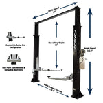 Valor - VP9KAC-TUX 9,000 lb 2 Post Clear Floor - Asymmetric