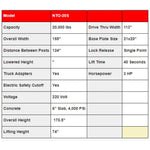 Triumph NTO-20S 20,000 lb. 2 Post Lift