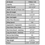 Valor - VP9KAC-TUX 9,000 lb 2 Post Clear Floor - Asymmetric