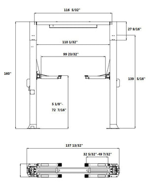 APlusLift 12,000LB 2-Post Overhead Single Release Direct Drive Car Lift with 3 Year Warranty - HW-12HD