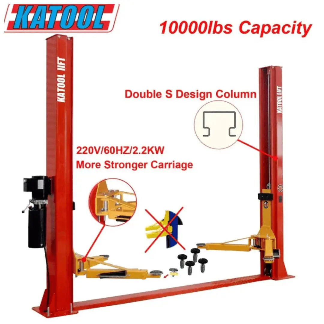 Katool KT-H100 10,000 lbs 2 Post Vehicle Garage Car Lift